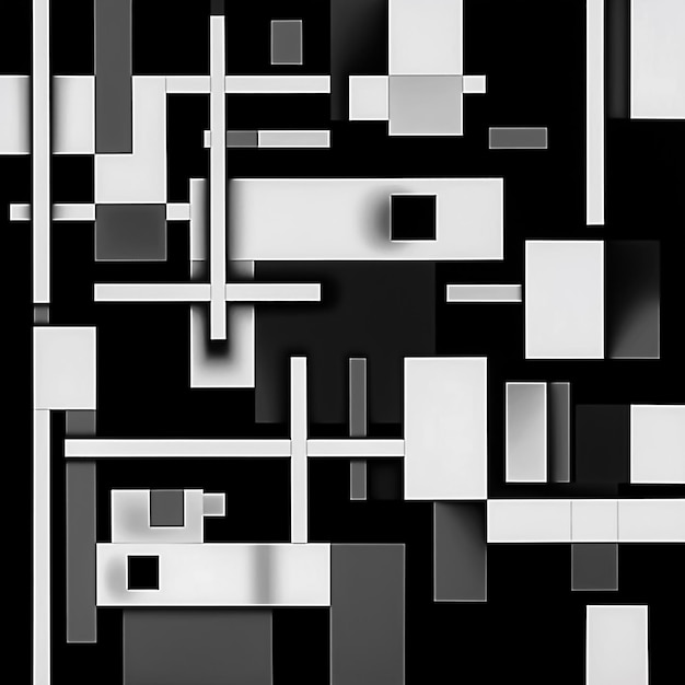 3d illustrazione del bianco e nero geometrico astratto muro di mattoni texture sfondo Ai generato