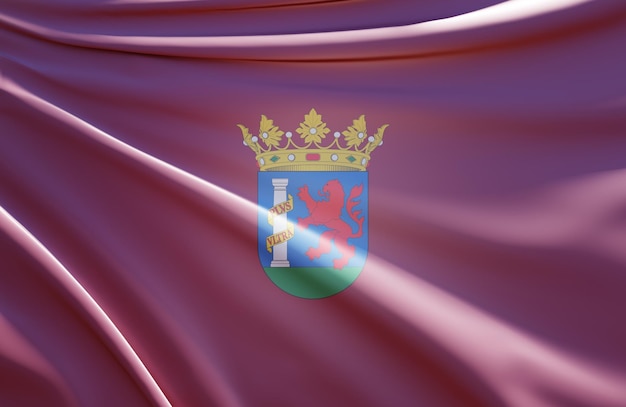 3d illustrazione della bandiera di badajoz su tessuto ondulato
