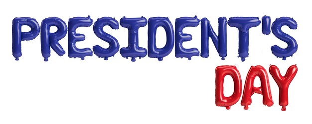 3d illustrazione della lettera happy president day palloncini isolati su sfondo