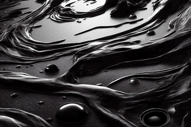 3d illustrazione di nero creativo astratto onde liquide olio di petrolio