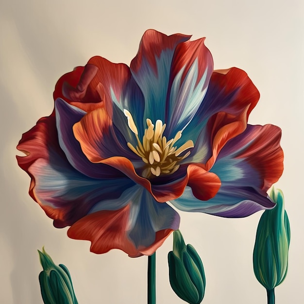 3d illustrazione di un bel fiore su sfondo beige