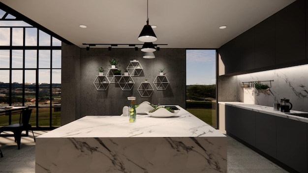 3d illustrazione sferica 360 vr gradi un panorama senza soluzione di continuità della stanza e dell'appartamento interior design Rendering 3Dreception in una moderna casa panoramica