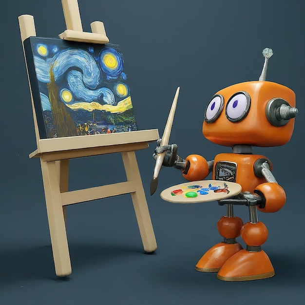 3d illustrazione un robot con un pennello