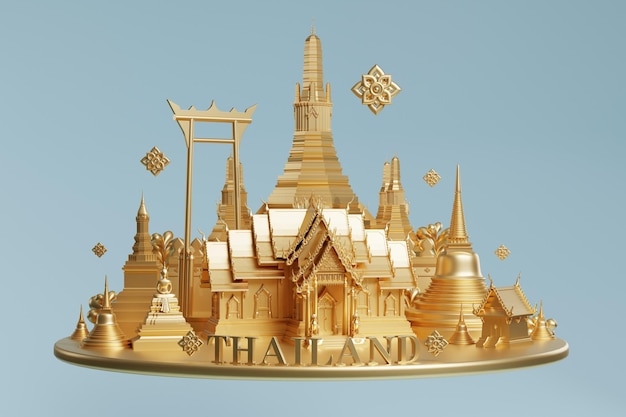 3d L'iconico concetto di viaggio in thailandia i luoghi più belli da visitare in thailandia