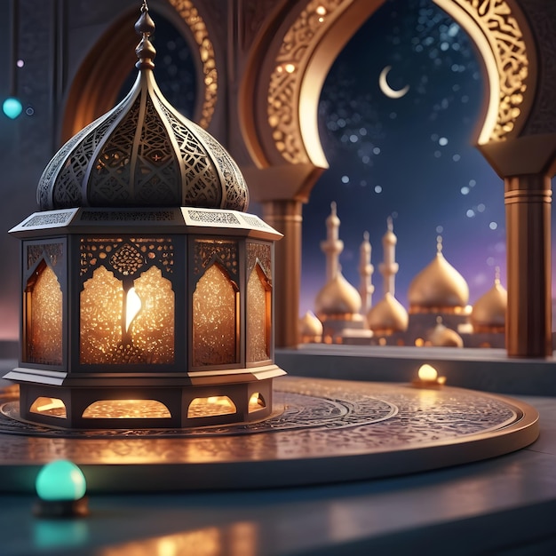 3d lanterna islamica del Ramadan futuristica e fantastica