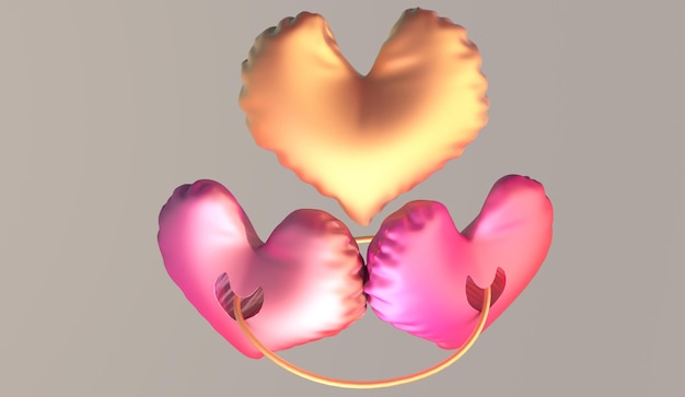 3D Love Heart Balloon Valentine Render