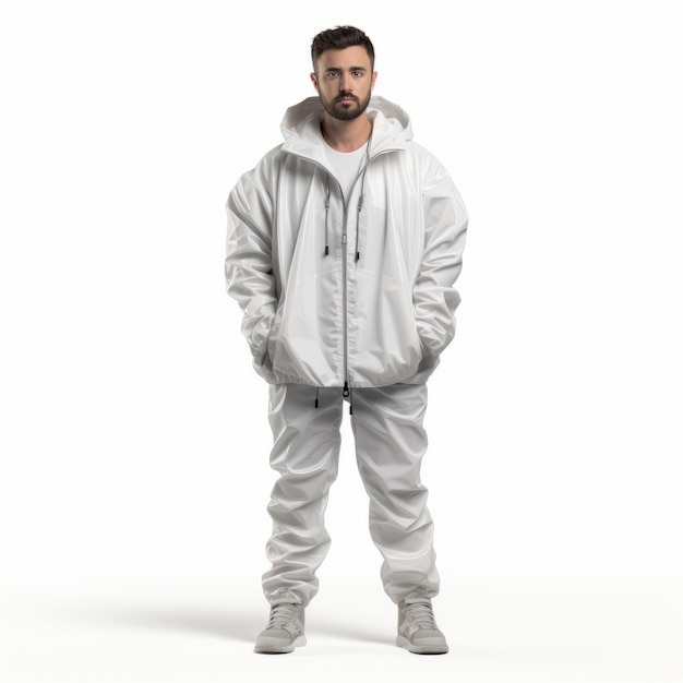 3d Matthew Human Track Suit Bianco in stile alluminio