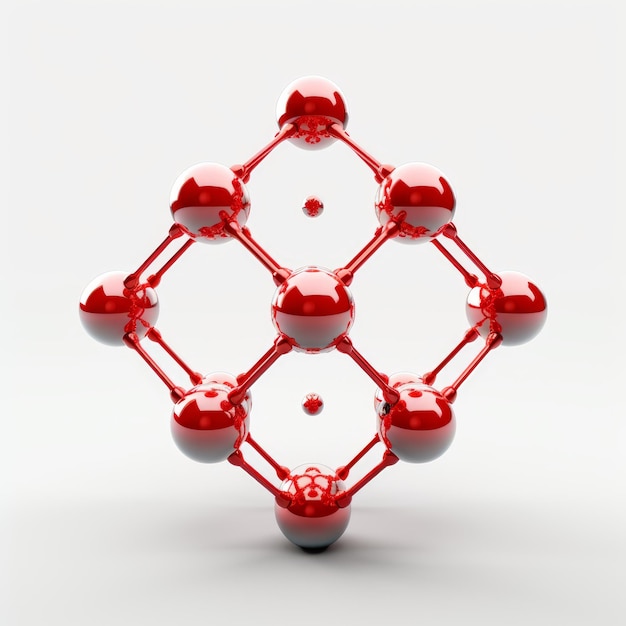 3d molecole rosse su sfondo bianco IA generativa
