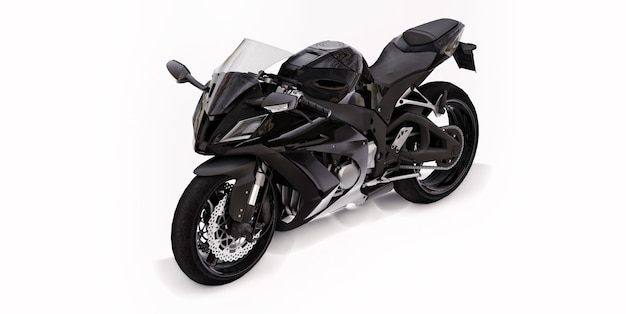 3d nero super moto sportiva su sfondo bianco isolato. illustrazione 3D.