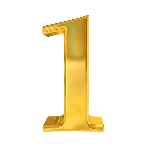 3d oro numero 1 Uno isolato su sfondo bianco