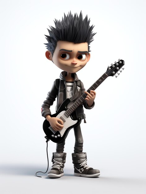 3d personaggio pixar ritratti chitarre punk