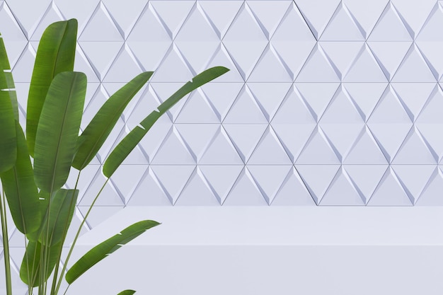3d podio geometrico mockup foglia tropicale concetto naturale per vetrina sfondo verde Mini astratto