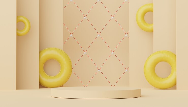 3d podio per la presentazione di prodotti con concetto estivo