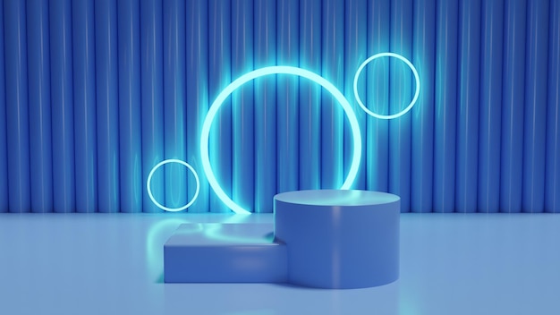 3D product podium with neon lights