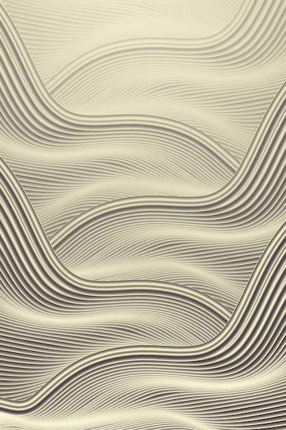 3D rende la forma d'onda che scorre linee astratte in oro con texture di sfondo