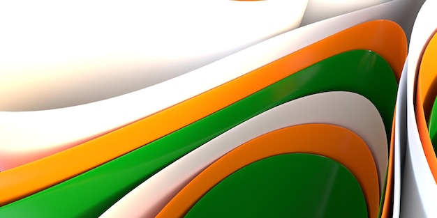 3D rende lo sfondo astratto onda verde, bianco, arancione per il desktop dello sfondo