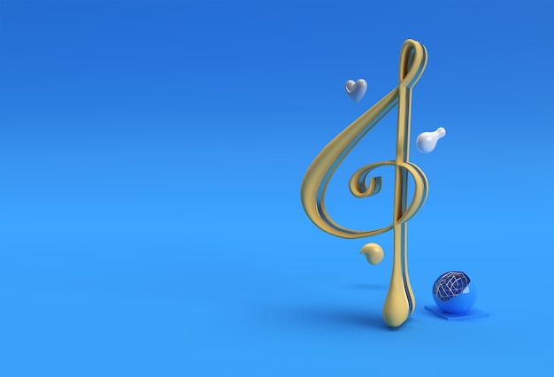 3D Render Abstract Music Note Banner Flyer Poster 3D illustration Design.