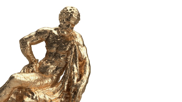 3d render busto oro isolato Accattivante figura maschile dorata Impeccabilmente realizzata scultura uomo d'oro