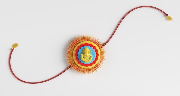 3D Render Celebrazione felice di Raksha Bandhan. Bellissimo sfondo di design tradizionale rakhi per il festival indiano.