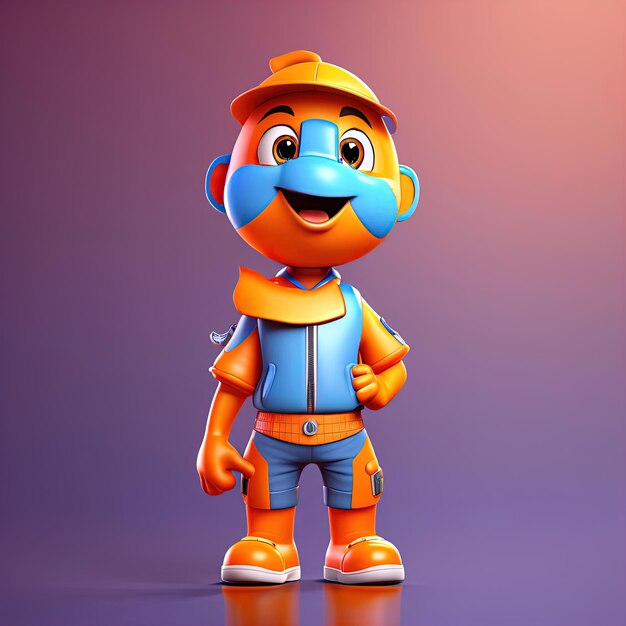 3d render di un cartoon builder carino