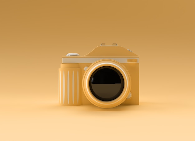 3D Render fotocamera reflex su un'illustrazione a colori.