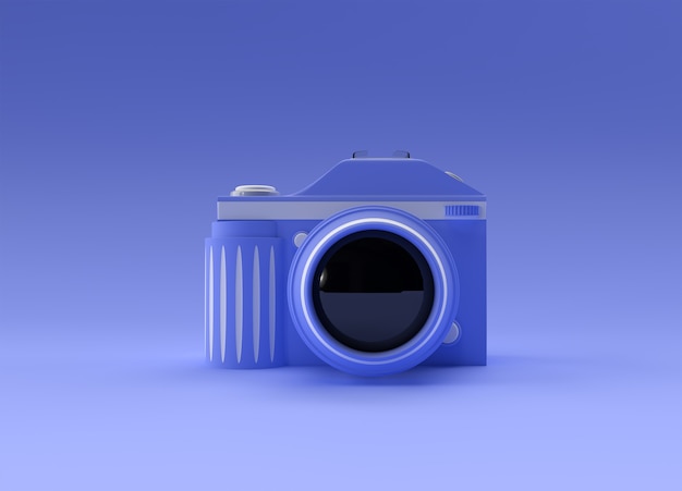 3D Render fotocamera reflex su un'illustrazione a colori.