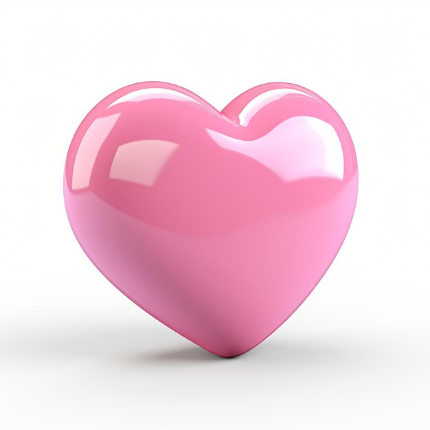 3d render icon di cuore rosa cartone animato isolato generato AI