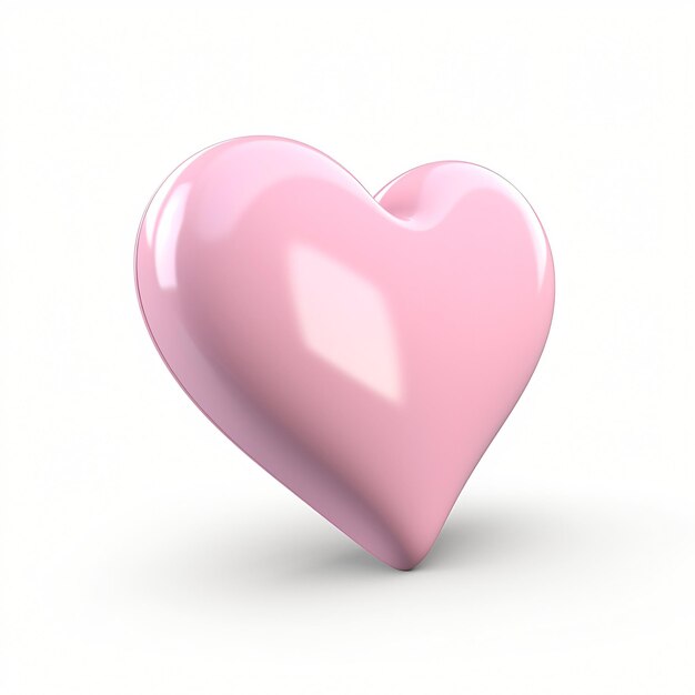 3d render icon di cuore rosa cartone animato isolato generato AI