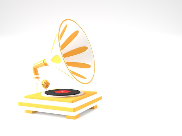 3D Render illustrazione del grammofono su sfondo a colori