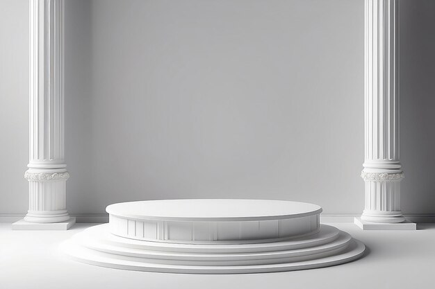 3d render image white podium stand e classico elemento romano per cosmetici di bellezza o un altro marchio