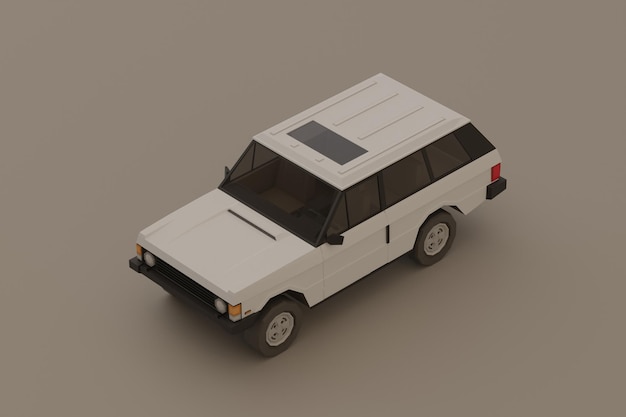 3D Render Lowpoly Car 4x4 isometrica