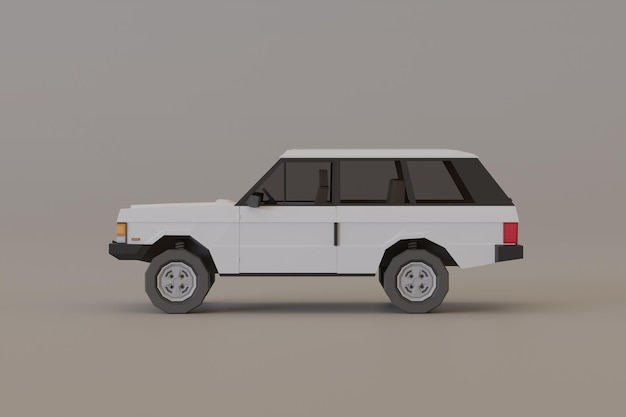 3D Render Lowpoly Car 4x4 isometrica