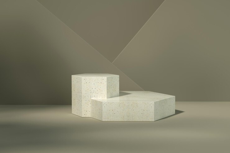 3d render natural hexagon podium concept mockup template