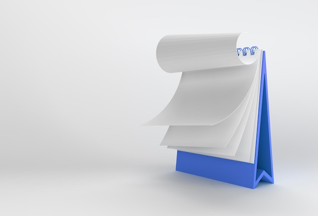 3D Render Notebook mock up con uno spazio vuoto pulito per il design e la pubblicità, vista prospettica dell'illustrazione 3d.