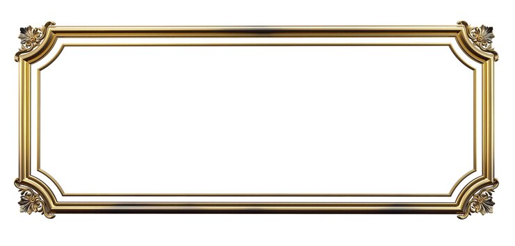 Photo 3d render of decorative golden vintage frames golden baroque frame on transparent background