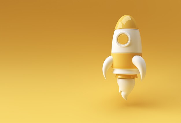 3D Render Rocket lancia la progettazione dell'illustrazione 3D dell'astronave.