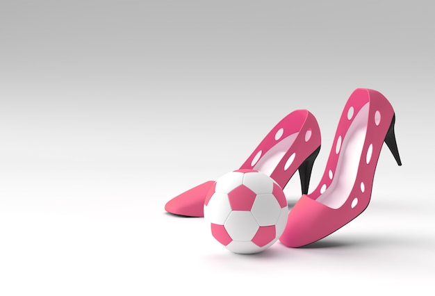 3D Render Scarpe da donna classiche alla moda con calcio in alte colline su uno sfondo colorato.