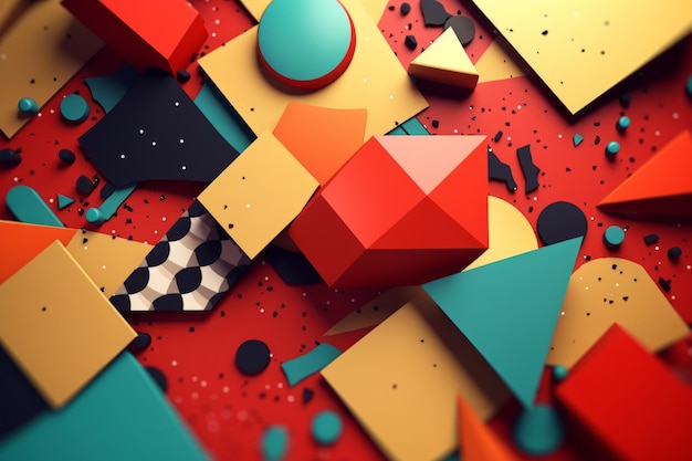 3D Render Sfondo colorato astratto a tema remixato retrò classico