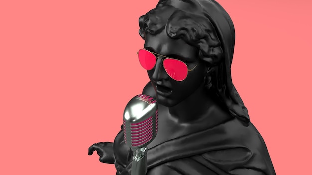 3d render sfondo rosa cantante nero musica romantica