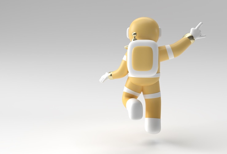 Photo 3d render spaceman astronaut hand pointing finger gesture 3d illustration design