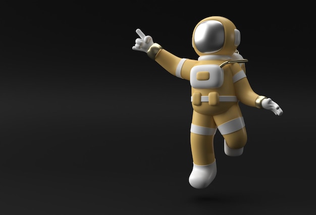 3D Render Spaceman Astronauta Mano che punta il dito gesto 3d illustrazione Design.