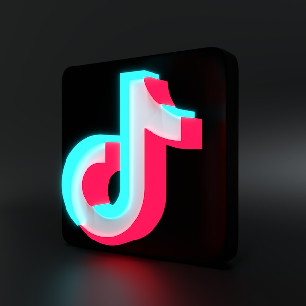 3D render tiktok logo con sfondo scuro