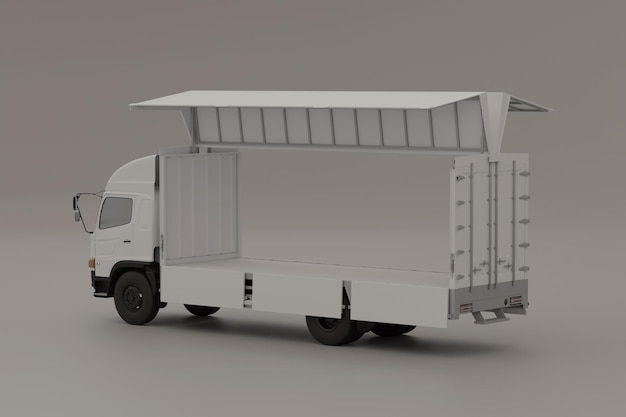 3D Render Truck Container Wing Box