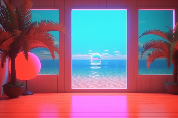 3D Render Twilight Beachscape