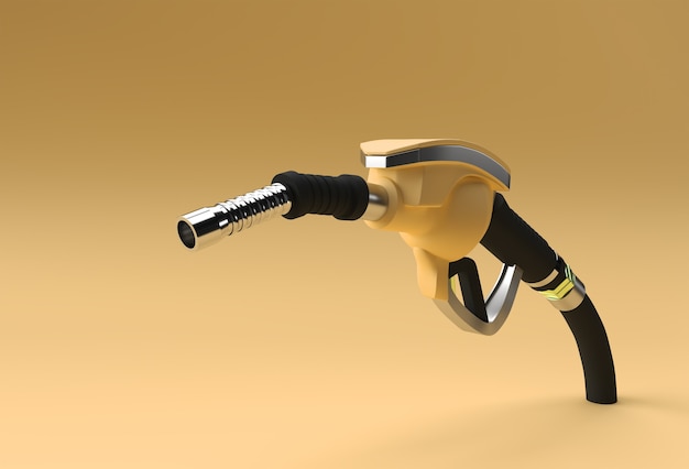 3D Render ugello della pompa del carburante isolato su sfondo colorato.