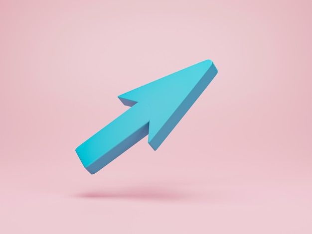 3d rendering 3d illustration Blue mouse arrow icon Geometric minimal cursor symbol for website on pink