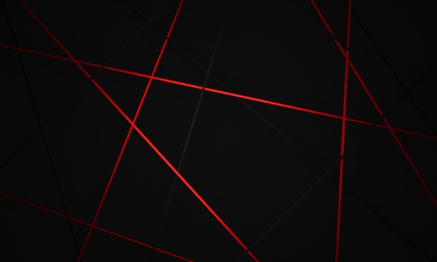 3D rendering astratto rosso spogliato e sfondo nero.