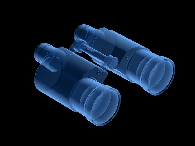 3D rendering binocolo a raggi x isolato su sfondo nero