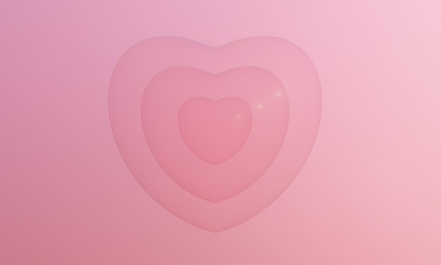 3D rendering bolle di cuore rosa. Adorabile San Valentino.