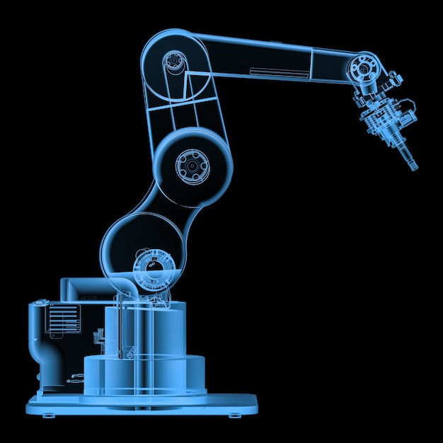 3D rendering braccio robotico a raggi x isolato su nero